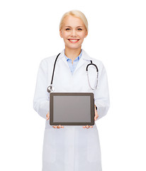 Image showing female doctor with stethoscope and tablet pc