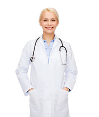 Image showing smiling female doctor with stethoscope