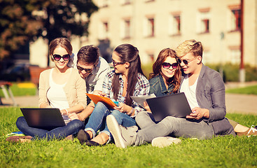 Image showing students or teenagers with laptop computers