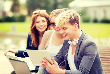 Image showing students or teenagers with laptop computers