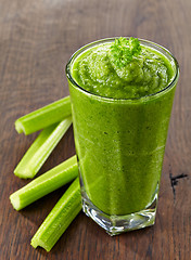 Image showing glass of green smoothie