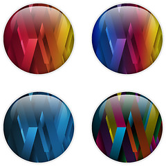 Image showing Glass Circle Button Colorful Neon Waves