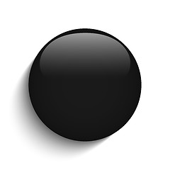 Image showing Black Glass Circle Button on White Background