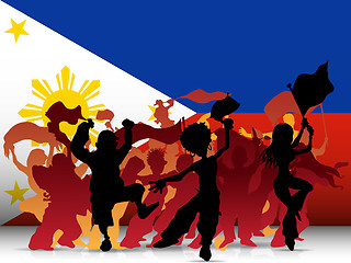 Image showing Philippines Sport Fan Crowd with Flag