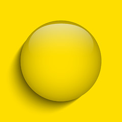 Image showing Yellow Glass Circle Button on White Background