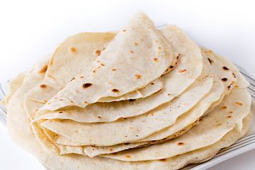 Image showing Homemade wheat tortilla pile