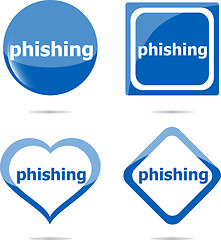Image showing phishing word with lock on stickers set, web icon