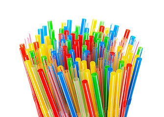 Image showing Colored Plastic Drinking Straws