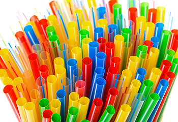 Image showing Colored Plastic Drinking Straws