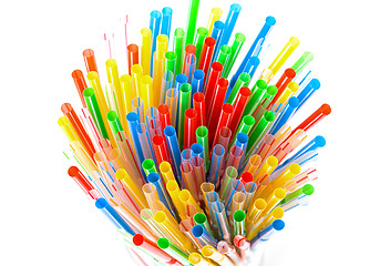 Image showing Colored Plastic Drinking Straws