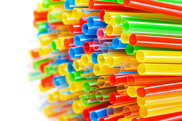 Image showing Colored Plastic Drinking Straws