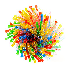 Image showing Colored Plastic Drinking Straws