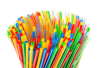 Image showing Colored Plastic Drinking Straws