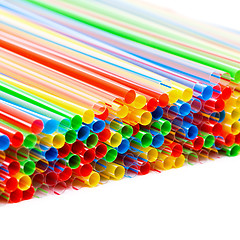 Image showing Colored Plastic Drinking Straws