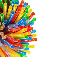 Image showing Colored Plastic Drinking Straws with copy-space