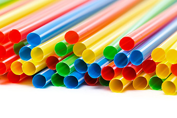 Image showing Colored Plastic Drinking Straws