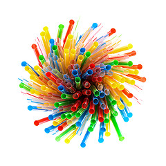 Image showing Colored Plastic Drinking Straws