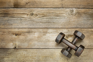 Image showing vintage iron dumbbells