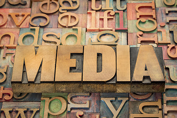 Image showing media word in wood type
