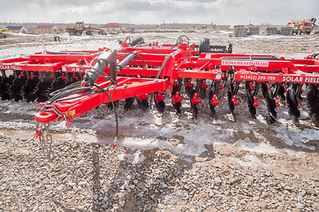 Image showing Agriculture equipment for tractor on exhibition