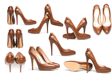 Image showing elegant high heel shoes on white