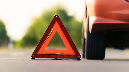 Image showing Red triangle of a car