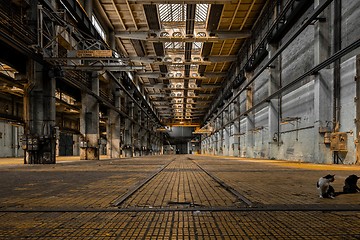 Image showing Large industrial hall of a repair station