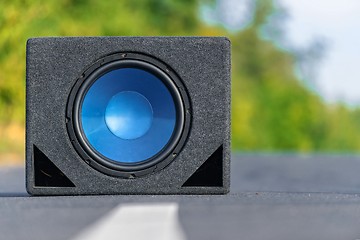 Image showing Subwoofers on the road outdoors