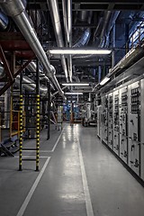 Image showing Industrial pipes in a thermal power plant