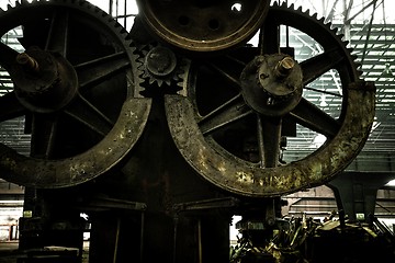 Image showing Large industrial hall with cogs