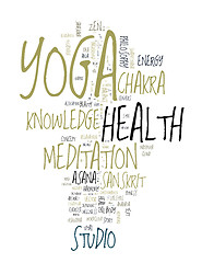 Image showing YOGA. Word collage on white background.