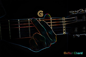 Image showing Guitar chord on a dark background