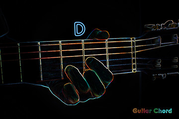 Image showing Guitar chord on a dark background