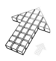 Image showing Arrow icon made of drawing cubes