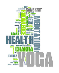 Image showing YOGA. Word collage on white background.