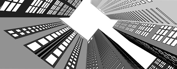 Image showing Skyscrapers in the city view from below