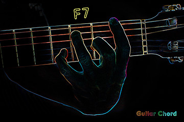 Image showing Guitar chord on a dark background