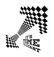 Image showing Clock arrows in the form of checkered flag