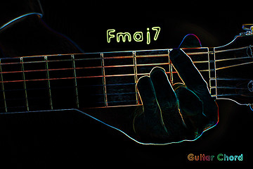 Image showing Guitar chord on a dark background