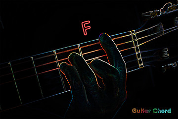 Image showing Guitar chord on a dark background