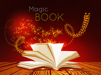 Image showing Opened book with magic light.