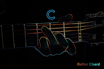 Image showing Guitar chord on a dark background