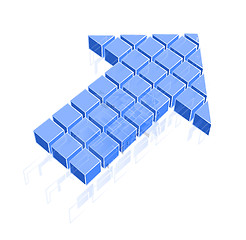 Image showing Arrow icon made of blue cubes