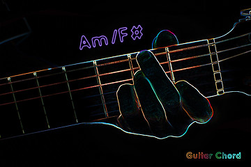 Image showing Guitar chord on a dark background