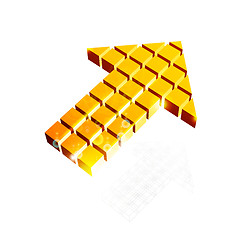 Image showing Arrow icon made of orange cubes