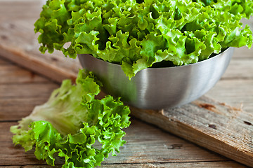 Image showing lettuce salad in metal bowl