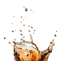 Image showing splash of cola in glass isolated on white