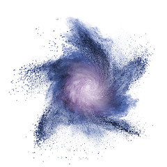 Image showing Blue powder explosion isolated on white