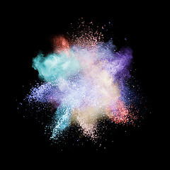 Image showing White powder explosion isolated on black