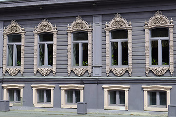 Image showing Windows of the house of merchants Chiralov. Architectural monume